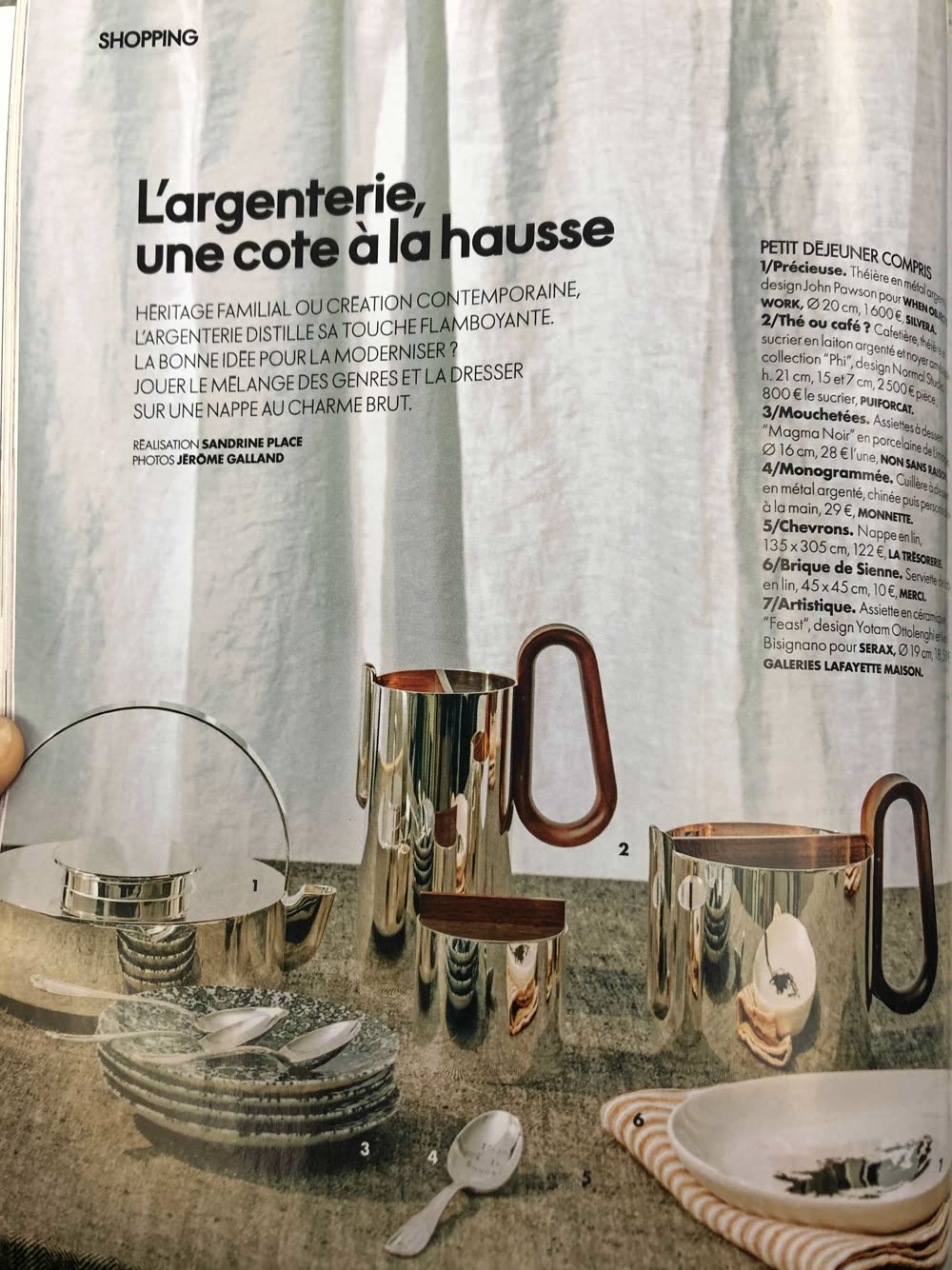 ELLE Décoration, L'argenterie, une cote à la hausse